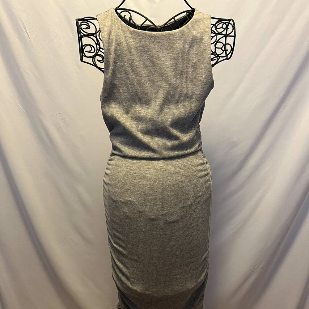 Lulus Grey Bodycon Dress w/Adjustable Side Ruching — NWT (Sz Med fits like a Sm)